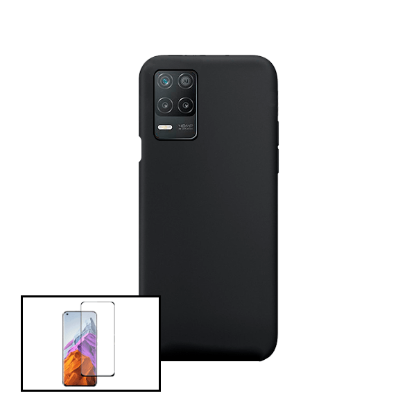 Kit Vidro Premium Full Cover + Capa Silicone Líquido para Realme Narzo 30 5G