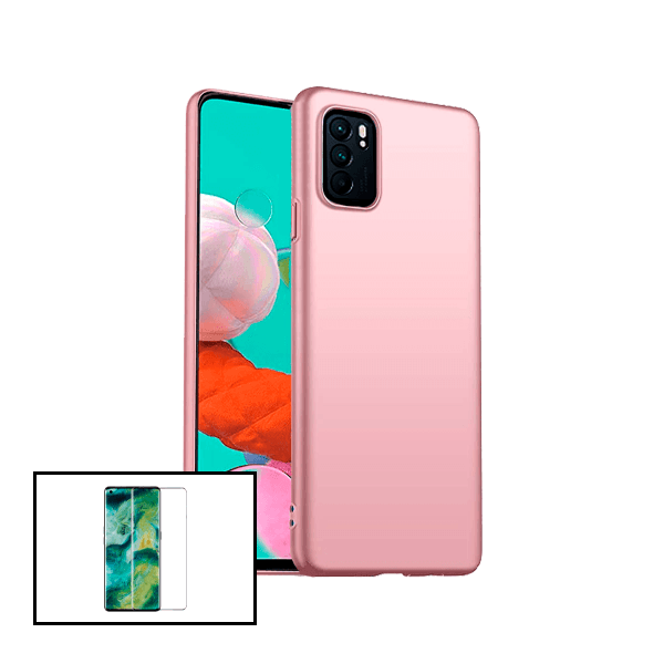 Kit Vidro Premium Full Cover + Capa SlimShield para Oppo Reno6 Pro 5G - Rosa