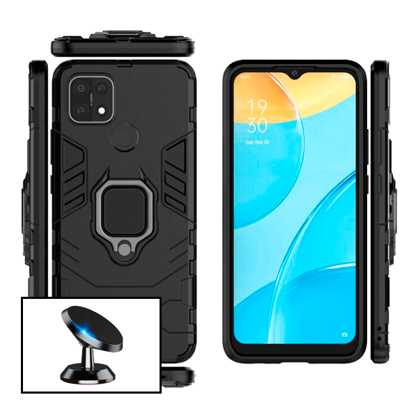 Kit Suporte Magnético de Carro + Capa 3X1 Military Defender para Oppo A15
