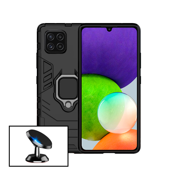 Kit Suporte Magnético de Carro + Capa 3X1 Military Defender para Samsung Galaxy A22 5G