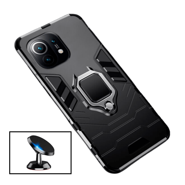 Kit Suporte Magnético de Carro + Capa 3X1 Military Defender para Xiaomi Mi 11 Lite 5G NE
