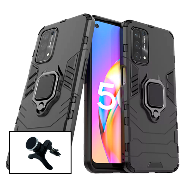 Kit Suporte Magnético de Carro Reforçado + Capa 3X1 Military Defender para Oppo A55 5G