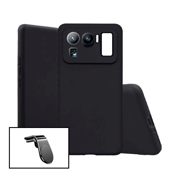 Kit Suporte Magnético L Safe Driving Carro + Capa Silicone Líquido para Xiaomi Mi 11 Ultra