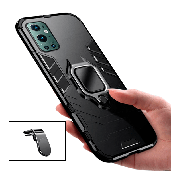Kit Suporte Magnético L Safe Driving Carro + Capa 3X1 Military Defender para OnePlus 9 Pro