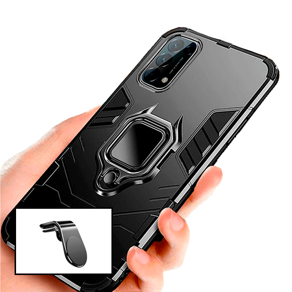 Kit Suporte Magnético L Safe Driving Carro + Capa 3X1 Military Defender para Oppo Reno5 4G