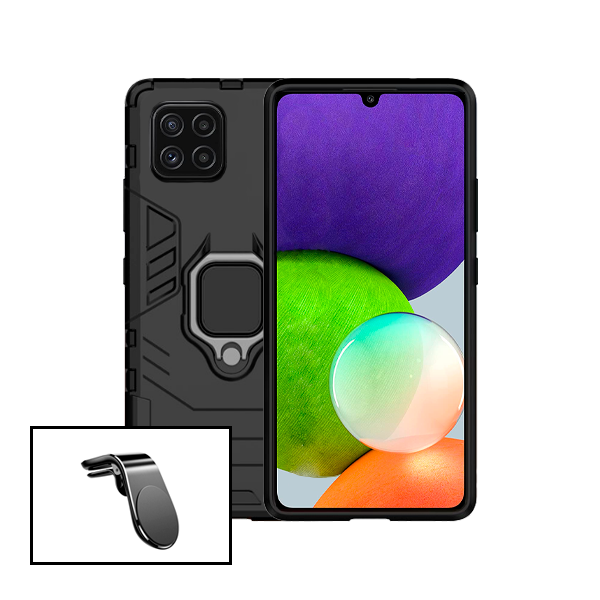 Kit Suporte Magnético L Safe Driving Carro + Capa 3X1 Military Defender para Samsung Galaxy M32