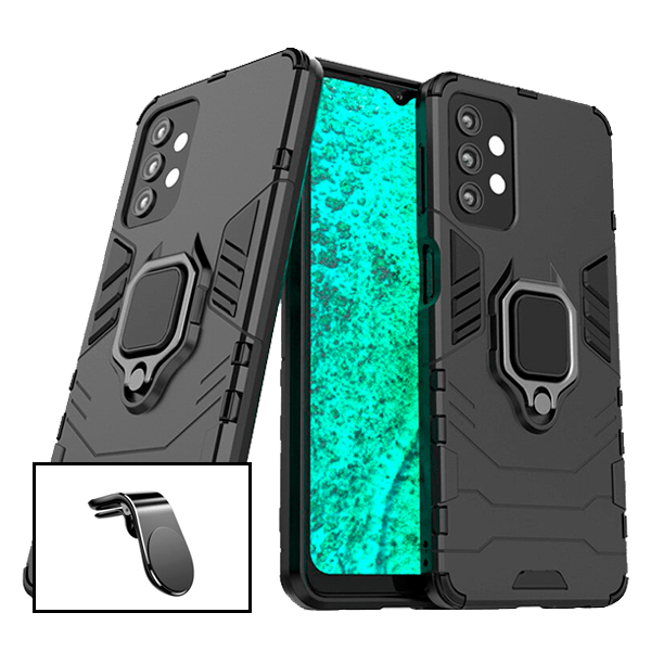 Kit Suporte Magnético L Safe Driving Carro + Capa 3X1 Military Defender para Samsung Galaxy M32 5G