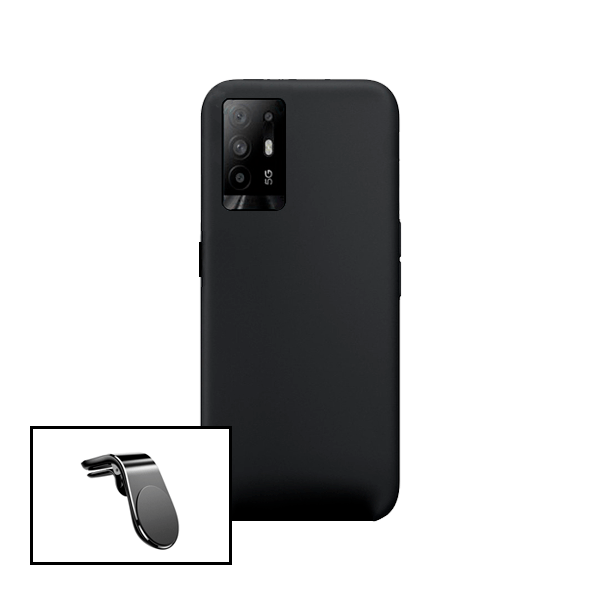 Kit Suporte Magnético L Safe Driving Carro + Capa Silicone Líquido para Oppo Reno5 Z