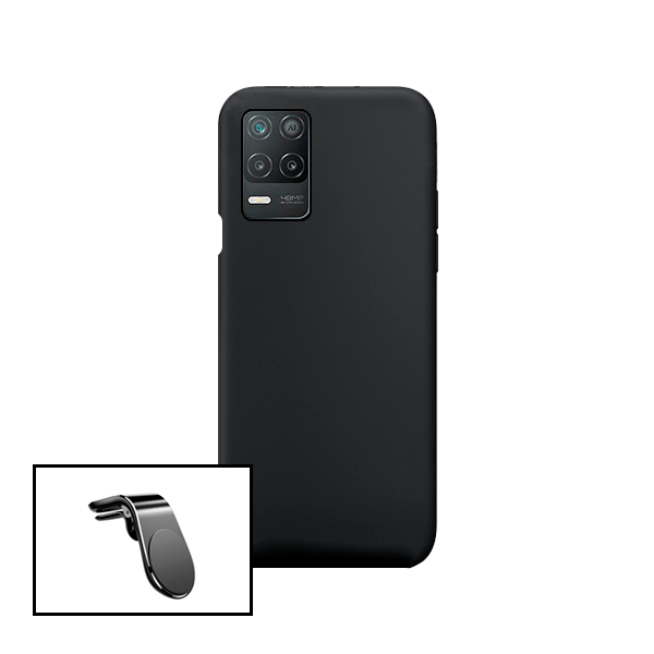 Kit Suporte Magnético L Safe Driving Carro + Capa Silicone Líquido para Realme Narzo 30 5G