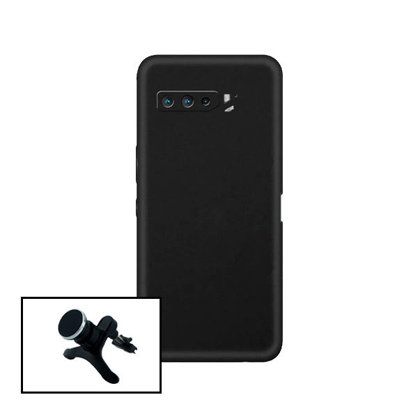 Kit Suporte Magnético Reforçado de Carro + Capa Silicone Líquido para Asus ROG Phone 5s