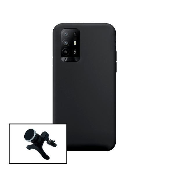 Kit Suporte Magnético Reforçado de Carro + Capa Silicone Líquido para Oppo A95 5G