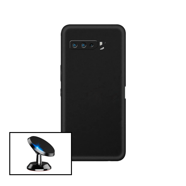 Kit Suporte Magnético de Carro + Capa Silicone Líquido para Asus ROG Phone 5 Ultimate