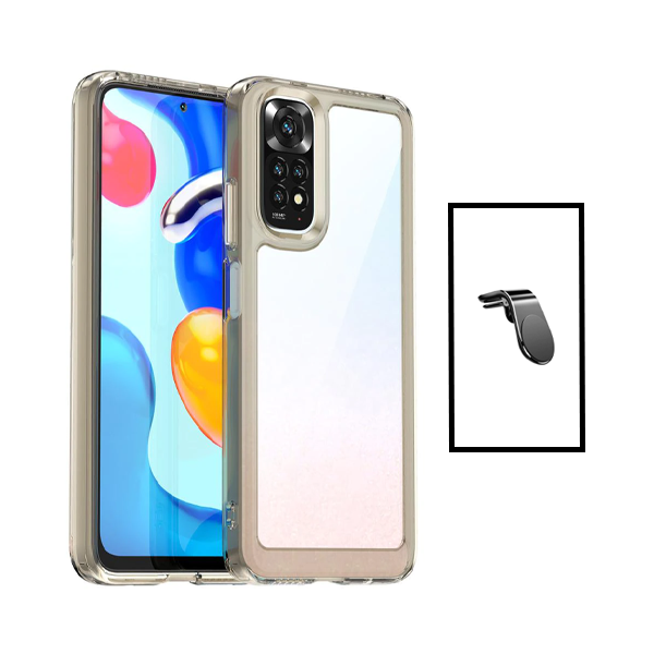 Kit AluminArmor Airbag Protection + Suporte Magnético L Safe Driving para Xiaomi Redmi Note 11 - Transparente/Beje