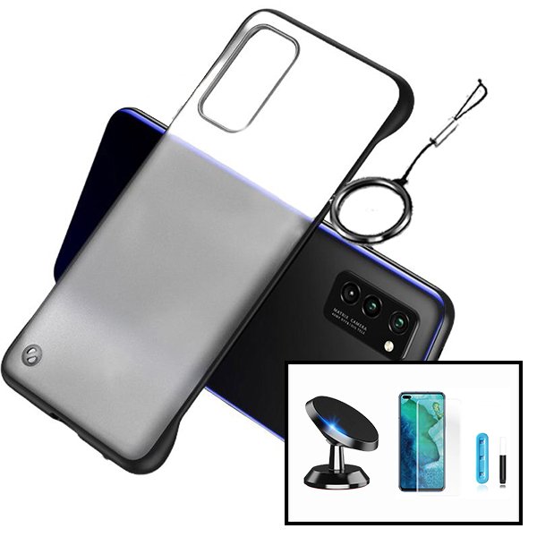 Kit Película de Vidro Nano Curved UV + Capa Invisible Bumper + Suporte Magnético de Carro para Samsung Galaxy Note 10 Plus - Preto