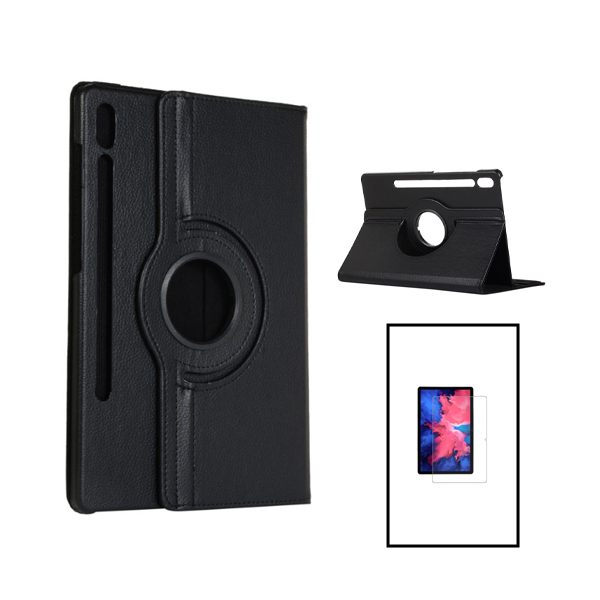 Kit Capa 360 Rotation Anti-Impact Protection + Vidro Premium Full Cover para Lenovo P11 Pro 2ª Gen - Preto