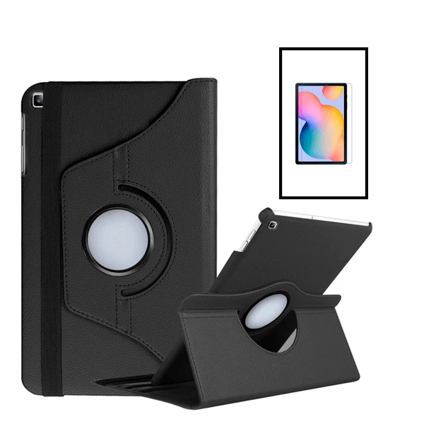 Kit Capa 360 Rotation Anti-Impact Protection + Vidro Premium Full Cover para Samsung Galaxy Tab S6 Lite (2022) - Preto