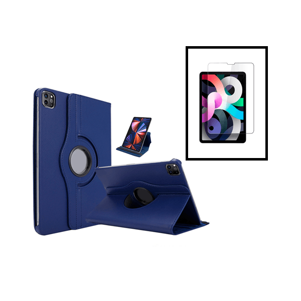 Kit Capa 360 Rotation Anti-Impact Protection + Vidro Premium Full Cover para Apple iPad Pro 12.9 (2020) - Azul