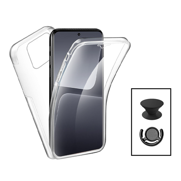 Kit Capa 3x1 360° Impact Protection + 1 GripHolder + 1 Suporte GripHolder Preto para Xiaomi 13 Pro - Transparente/Preto