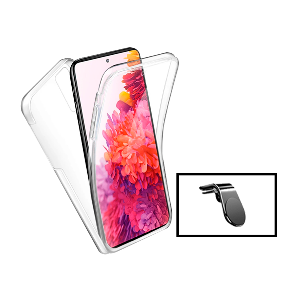 Kit Capa 3x1 360° Impact Protection + Suporte Magnético L Safe Driving Carro para Xiaomi Poco X4 NFC - Transparente/Branco
