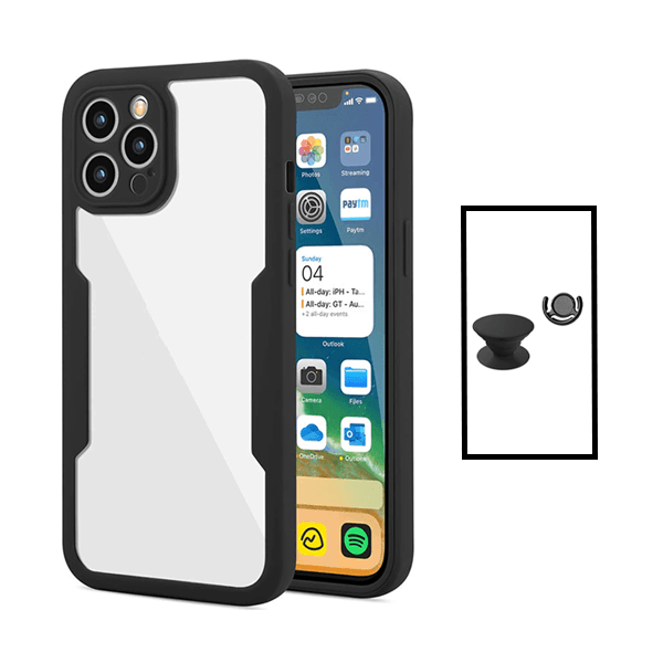 Kit Capa Anti-Crash 360 Protection + 1 GripHolder + 1 Suporte GripHolder Preto para Apple iPhone 14 Pro - Preto