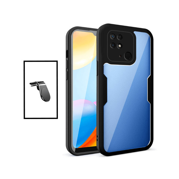 Kit Capa Anti-Crash 360 Protection + Suporte Magnético L Safe Driving Carro para Xiaomi Redmi 9C - Preto