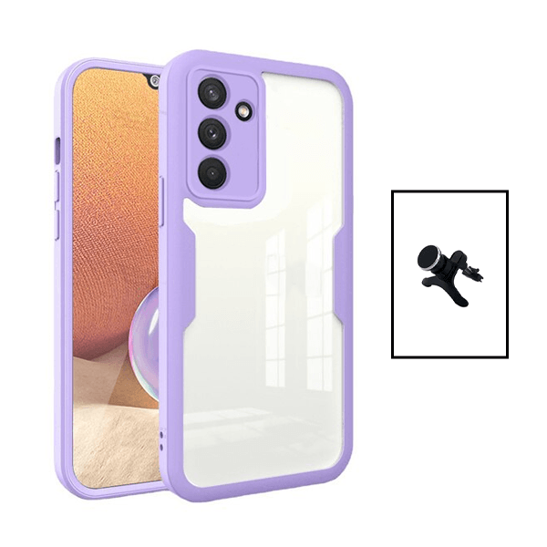 Kit Capa Anti-Crash 360 Protection + Suporte Magnético de Carro Reforçado para Samsung Galaxy A04s - Roxo