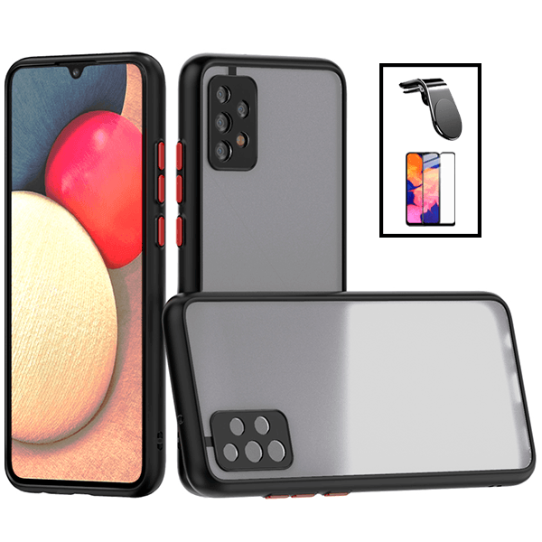 Kit Capa Anti Choque Camera Protection + Película 5D Full Cover + Suporte Magnético L Safe Driving Carro para Samsung Galaxy A23 - Preto