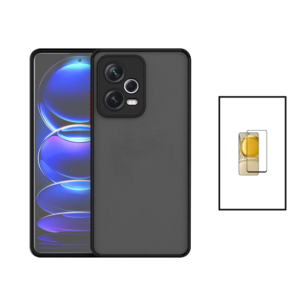 Kit Capa Anti Choque Camera Protection + Película 5D Full Cover para Xiaomi Poco X5 - Preto