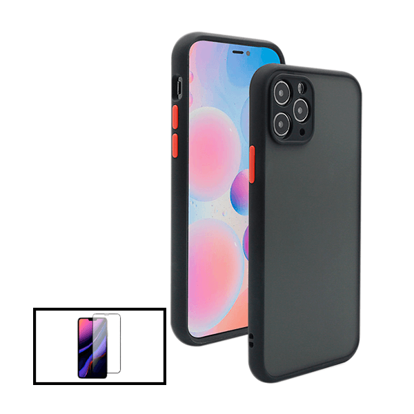 Kit Capa Anti Choque Camera Protection + Película 5D Full Cover para Apple iPhone 13 - Preto