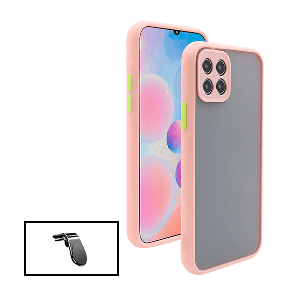Kit Capa Anti Choque Camera Protection + Suporte Magnético L Safe Driving Carro para Samsung Galaxy A22 5G - Rosa