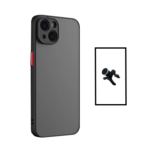 Kit Capa Anti Choque Camera Protection + Suporte Magnético Reforçado de Carro para Apple iPhone 14 - Preto