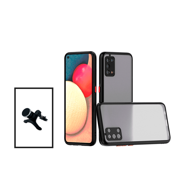 Kit Capa Anti Choque Camera Protection + Suporte Magnético Reforçado de Carro para Oppo A74 5G - Preto