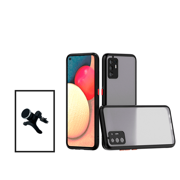 Kit Capa Anti Choque Camera Protection + Suporte Magnético Reforçado de Carro para Oppo Reno5 Z - Preto