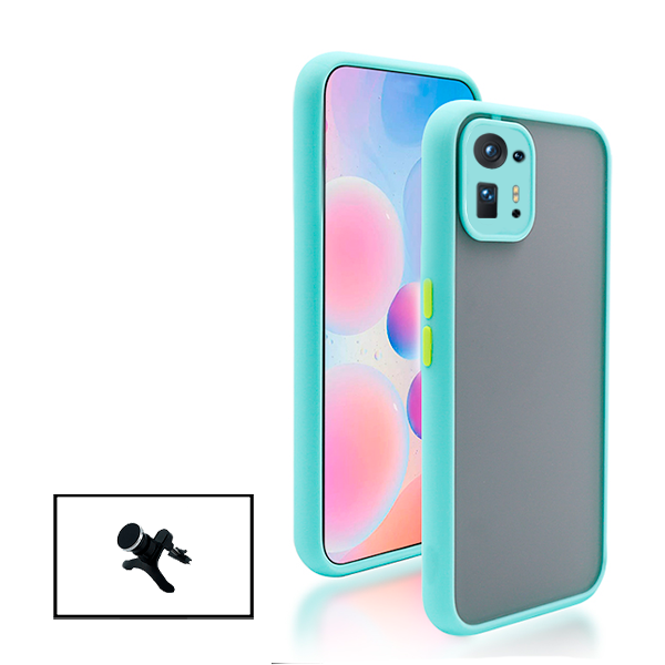 Kit Capa Anti Choque Camera Protection + Suporte Magnético Reforçado de Carro para Xiaomi Mix 4 - Azul Claro
