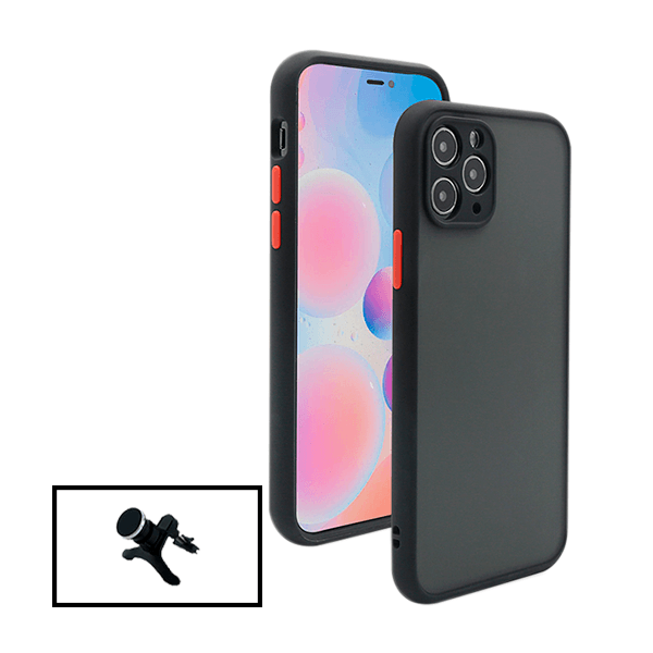 Kit Capa Anti Choque Camera Protection + Suporte Magnético Reforçado de Carro para Apple iPhone 13 Mini - Preto