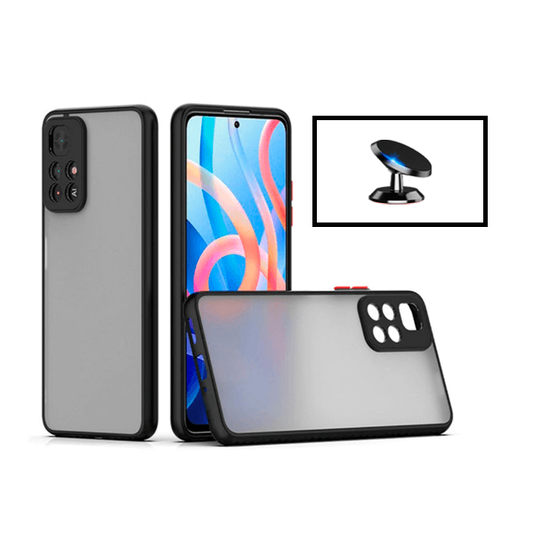 Kit Capa Anti Choque Camera Protection + Suporte Magnético de Carro para Xiaomi Redmi Note 11T 5G - Preto