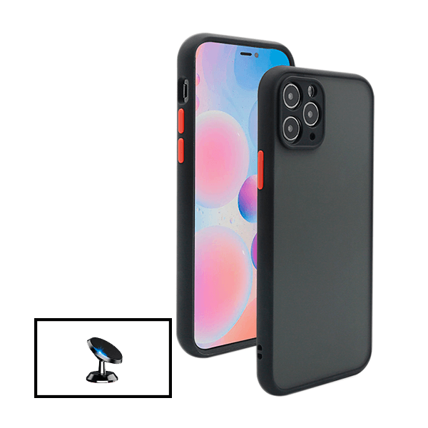 Kit Capa Anti Choque Camera Protection + Suporte Magnético de Carro para Apple iPhone 13 Pro Max - Preto