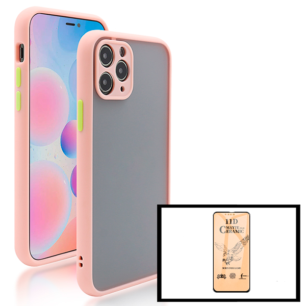 Kit Capa Anti Choque Camera Protection + Película CeramicGlass para Apple iPhone 13 - Rosa