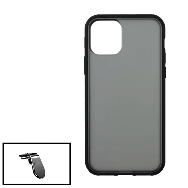 Kit Capa Anti Choque Protection Fumê + Suporte Magnético L Safe Driving Carro para Apple iPhone 13 - Preto