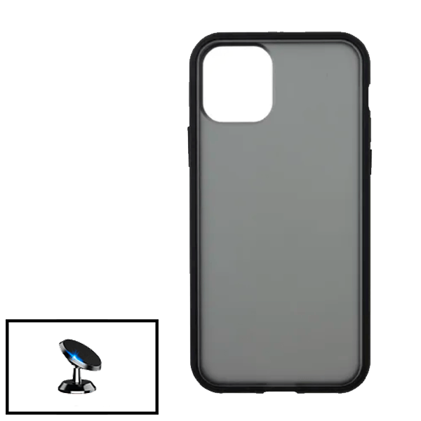 Kit Capa Anti Choque Protection Fumê + Suporte Magnético de Carro para Apple iPhone 13 Pro Max - Preto