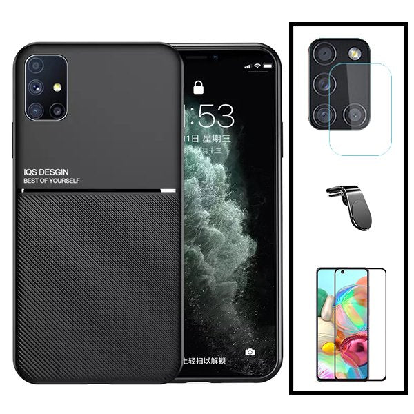 Kit Capa Magnetic Lux + 5D Full Cover + Película de Câmara Traseira + Suporte Magnético L Safe Driving para Samsung Galaxy M51