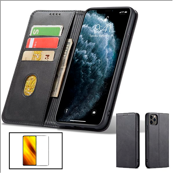 Kit Capa MagneticFlipWallet + Vidro Premium Full Cover para Samsung Galaxy A52