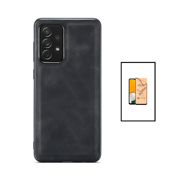 Kit Capa MagneticLeather + CeramicGlass Full Cover para Samsung Galaxy A13 - Preta