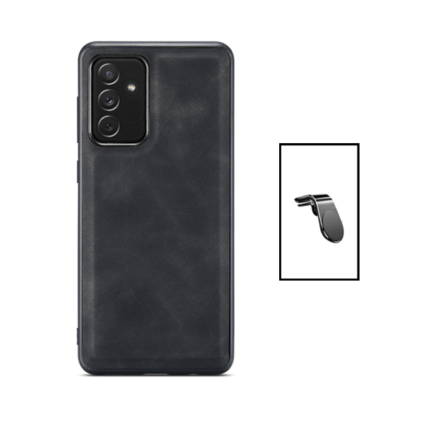 Kit Capa MagneticLeather + Suporte L Safe Driving para Samsung Galaxy A13 5G - Preta
