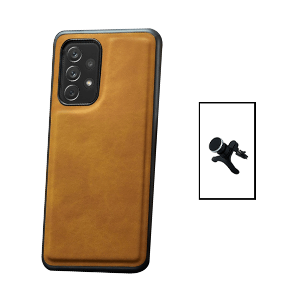 Kit Capa MagneticLeather + Suporte Magnético Reforçado de Carro para Samsung Galaxy A52 5G - Castanha