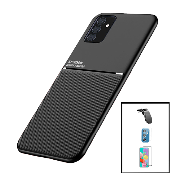 Kit Capa Magnetic Lux + 5D Full Cover + Película de Câmara Traseira + Suporte Magnético L Safe Driving para Samsung Galaxy M52 5G