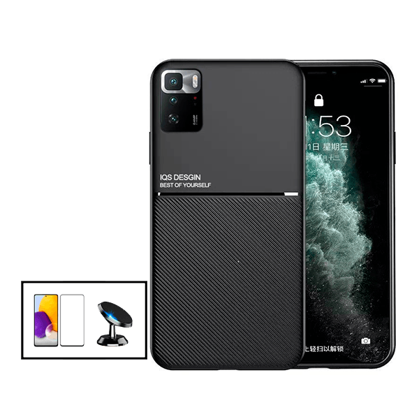 Kit Capa Magnetic Lux + 5D Full Cover + Suporte Magnético de Carro para Xiaomi Poco X3 GT