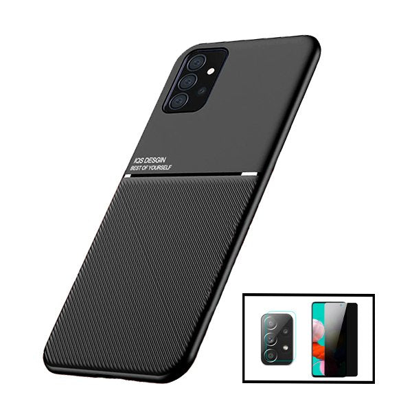 Kit Capa Magnetic Lux + Anti-Spy 5D Full Cover + Película de Câmara Traseira para Samsung Galaxy A52 5G