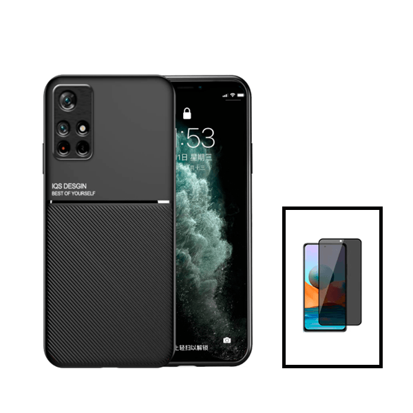 Kit Capa Magnetic Lux + Anti-Spy 5D Full Cover para Xiaomi Redmi Note 11 - Preto