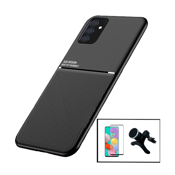 Kit Capa Magnetic Lux + Película Vidro Premium Full Cover Curved + Suporte Magnético de Carro Reforçado para Samsung Galaxy M52 5G